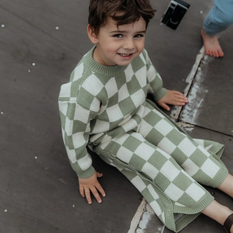 Pull à carreaux pour enfants, pull pour bébé, 100% coton, tenues Buffalo