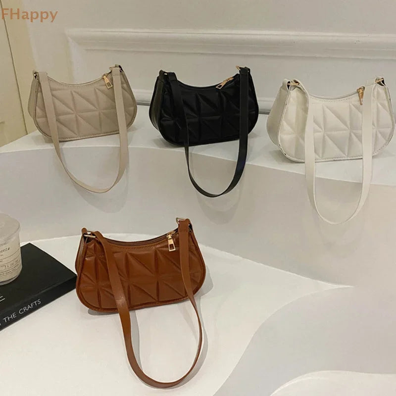 Mini sac de Shopping sous les bras pour femmes, fourre-tout rétro décontracté, sacs à bandoulière en cuir de couleur unie pour femmes