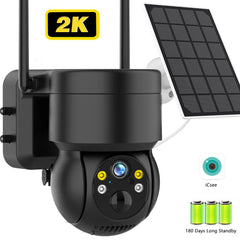 Caméra solaire extérieure sans fil PTZ IP 4G, WiFi, 2K, 4MP HD, batterie intégrée, alarme humaine PIR, caméra de Surveillance vidéo, application iCsee