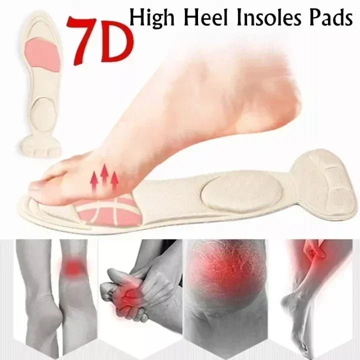 Semelles intérieures en mousse à mémoire de forme 7D pour femmes, chaussures à talons hauts 2 en 1, semelle intérieure antidérapante découpable, confortables et respirantes, coussinets de chaussures de Massage des pied