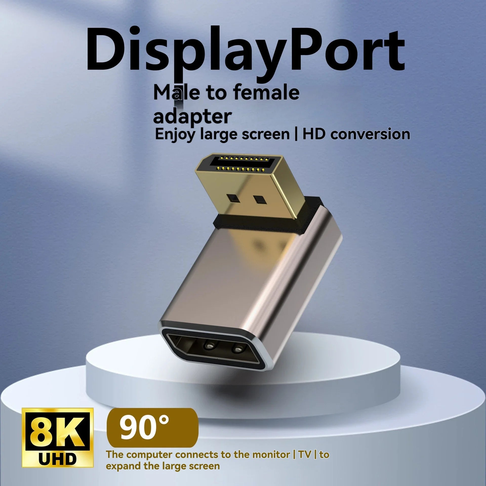 DP mâle à femelle coude à Angle droit de 90 degrés affichage de carte graphique d'ordinateur convertisseur Displayport 4K144hz tête de direction HD 8k