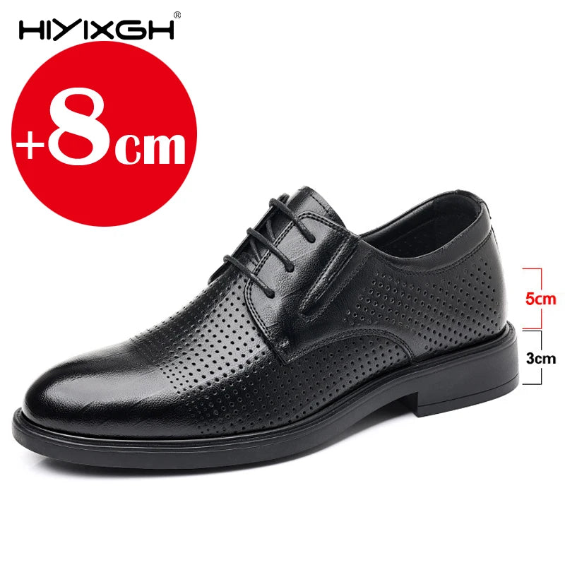 3/6/8 CM chaussures d'ascenseur hommes chaussures habillées noir en cuir souple hommes rehausser chaussures formelles décontracté hommes d'affaires Oxfords costume