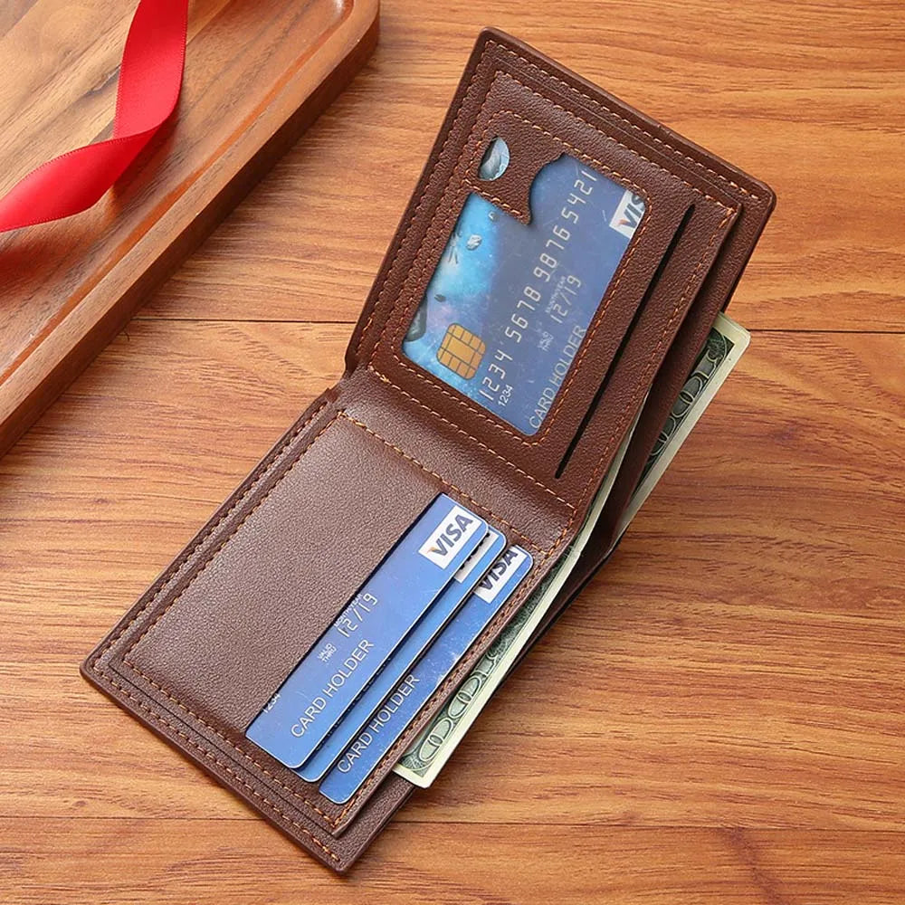 Men Purse Black Coin Wallet Male Business Id Cards Holder Pu Leather Multiple Slot Casual Large Capacity Dollar Coin Money Bags
