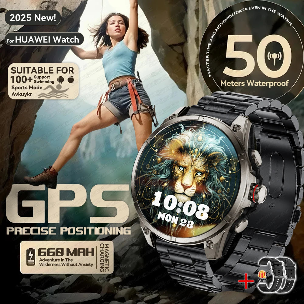 2025 nouvelles montres intelligentes GPS haut de gamme altimètre extérieur baromètre écran AMOLED boussole GPS intégrée sport militaire Smartwatch hommes