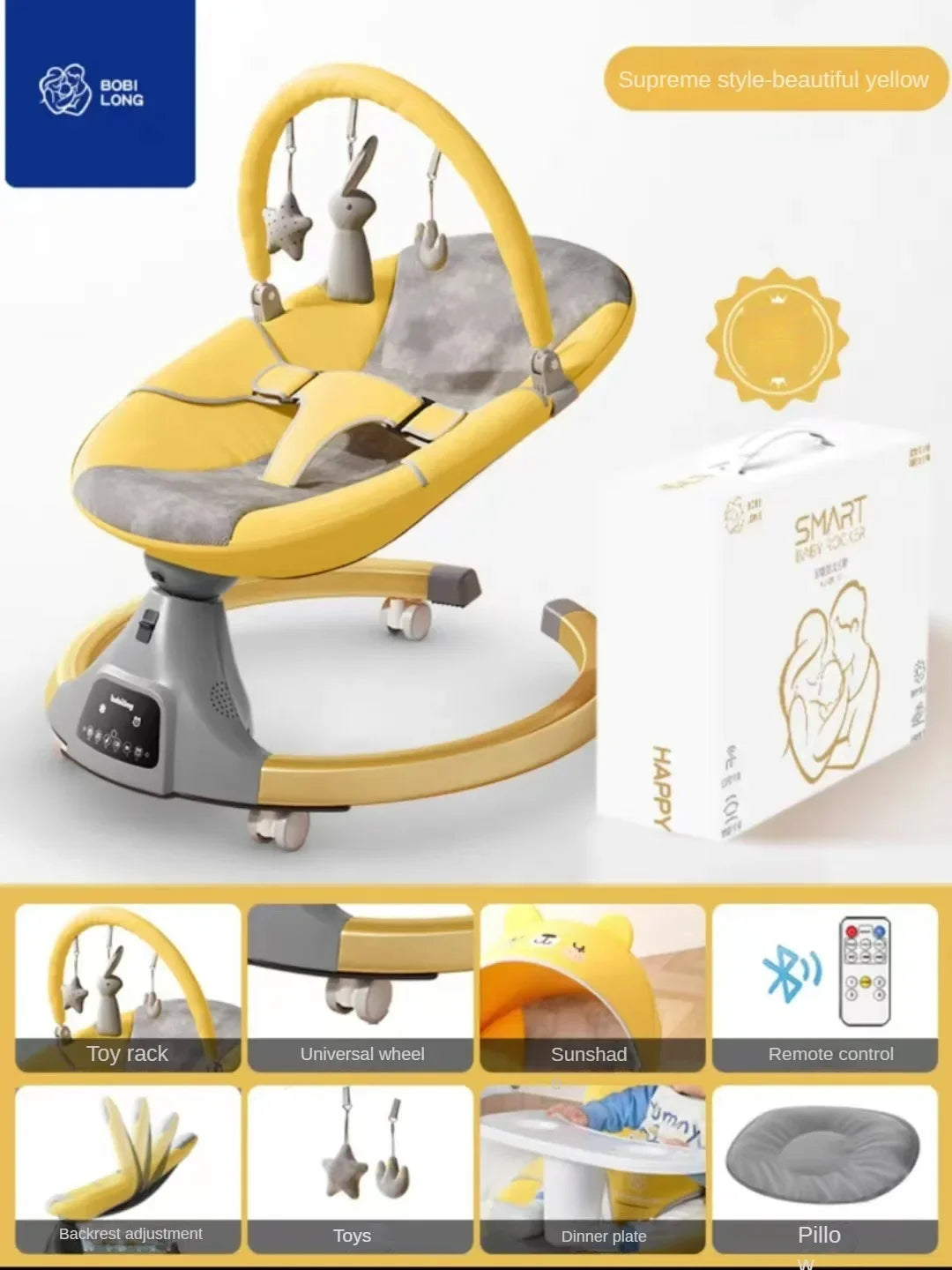 Chaise à bascule pour bébé, chaise apaisante, berceau électrique multifonctionnel pour bébé, berceau de couchage pour nouveau-né, balançoire électrique pour bébé
