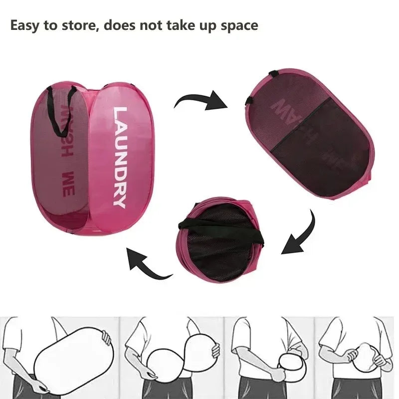 Panier à linge pliable et Durable, grand panier à linge lavable pour vêtements et jouets, organisateur de rangement en maille respirante, accessoires de salle de bains à la mode