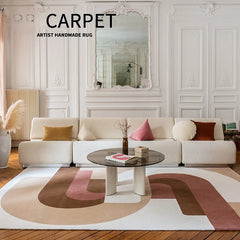 Tapis de luxe léger pour salon, en forme irrégulière, en peluche, polymères de sol, nordique, décor de chambre à coucher, rayé, épais, non ald lea