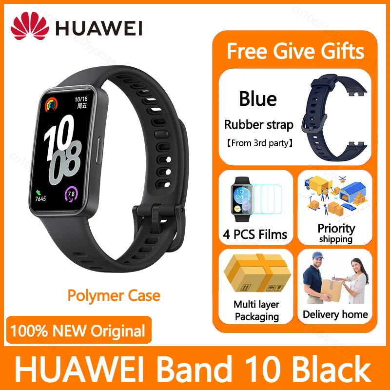 Montre connectée Huawei Band 10, originale, Compatible avec IOS et Android, suivi du sommeil, moniteur de santé, autonomie de 14 jours, nouvelle collection 2025