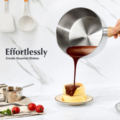 KOCH SYSTEME CS casserole en acier inoxydable 1QT/2QT/3QT Pot à lait antiadhésif avec poignée en bakélite résistante à la chaleur casseroles à Sauce Induction