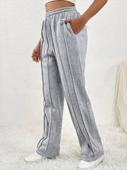 Pantalon de survêtement décontracté pour femmes européennes et américaines, avec cordon de serrage, rayures verticales, pantalon de sport à jambes droites pour femmes