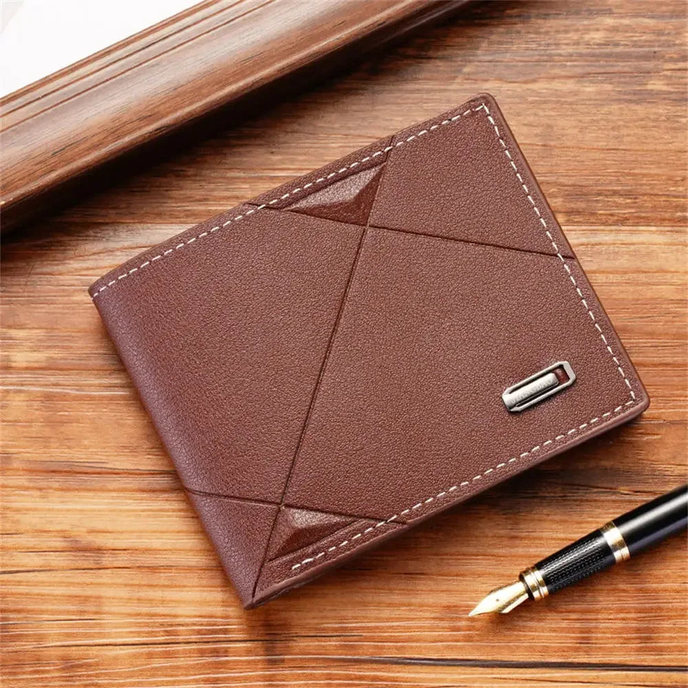 Men Purse Black Coin Wallet Male Business Id Cards Holder Pu Leather Multiple Slot Casual Large Capacity Dollar Coin Money Bags
