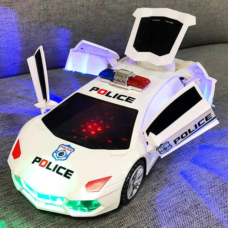 2025 nouvelle danse électrique déformation rotatif universel voiture de Police garçon jouet enfants fille musique voiture lumineuse
