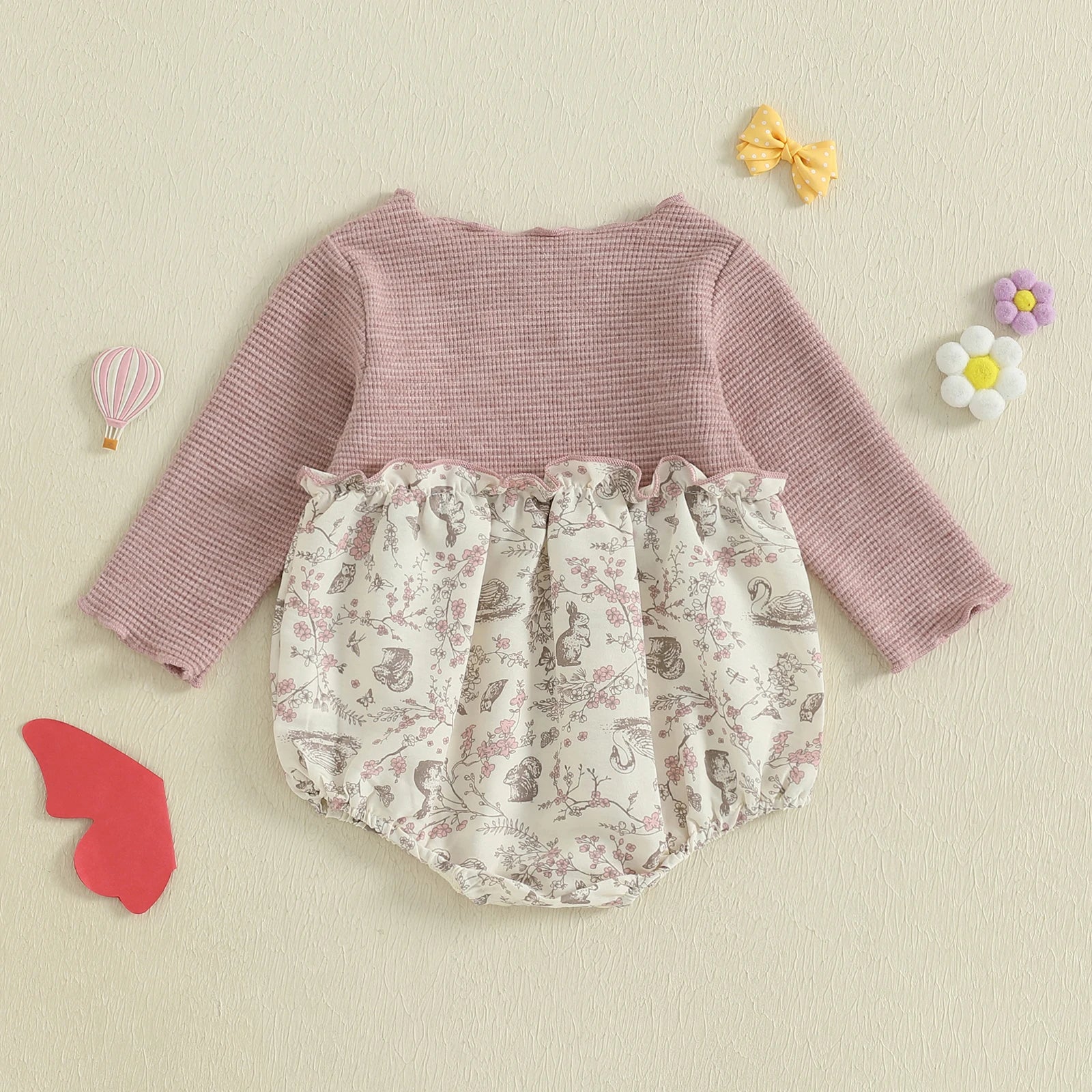 Barboteuse d'automne pour bébé fille de 0 à 18 mois, décontractée, manches longues, col rond, imprimé Floral, Patchwork, combinaison pour nouveau-né, vêtements quotidiens mignons