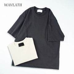 WAVLATII surdimensionné été t-shirts pour femmes hommes marron décontracté femme coréen Streetwear t-shirts unisexe basique solide jeune hauts frais