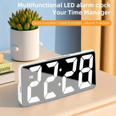 Dernière horloge numérique LED réveil chambre horloge de bureau électronique avec affichage de la température luminosité réglable 12/24 heures