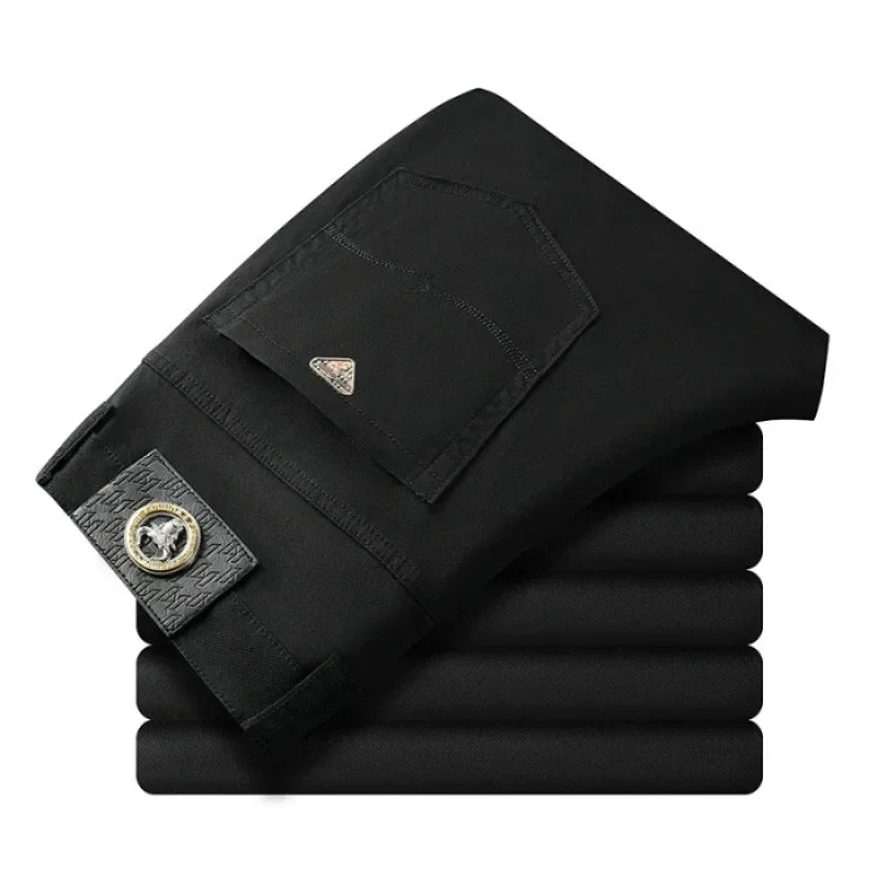 Jean extensible sept couleurs pour hommes, tendance, sauvage, Simple, 97% coton, haut de gamme, ajusté, petit pantalon droit décontracté pour hommes