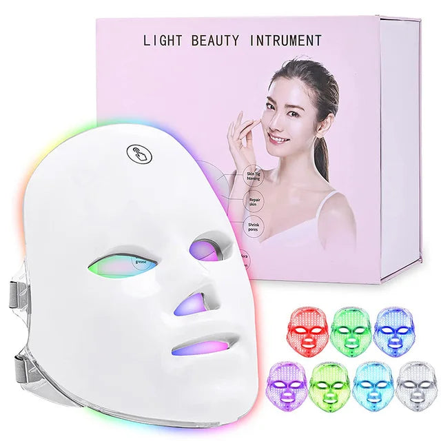 7 Colors LED Facial Mask Photon Therapy Face Skin Care Mask Skin Rejuvenation Tools Anti Acne Wrinkle Removal Face Beauty Mask