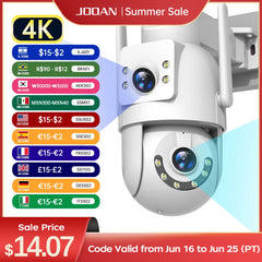 Jooan 4K 8MP HD Wifi PTZ caméra extérieure 5G Wifi double objectif caméras IP de sécurité 5X Zoom AI suivi ONVIF CCTV caméra de Surveillance