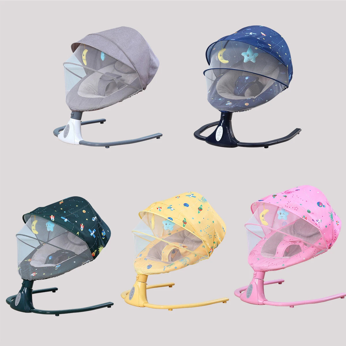 Chaise à bascule électrique pour bébé de 0 à 24 mois, musique automatique pour nouveau-né, avec moustiquaire, berceau à bascule automatique à distance