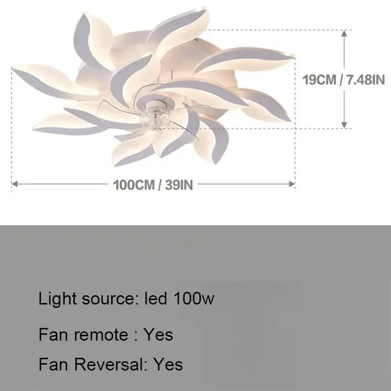 Modern LED Ceiling Fan Light with Remote Pendant Lamp for Living Room Dining Room Bedroom Home Decor Hanging Lighting Fixture
