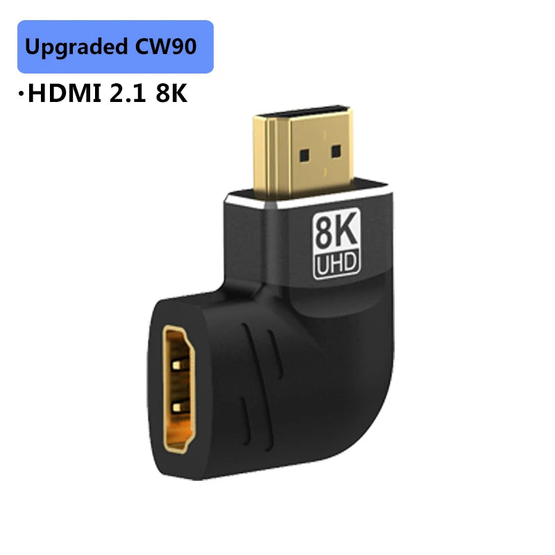 Adaptateur HDMI 2.1, 8K, Angle droit de 90 à 270 degrés, convertisseur mâle à femelle, connecteur d'extension de câble HDMI pour TV, ordinateur portable, moniteur
