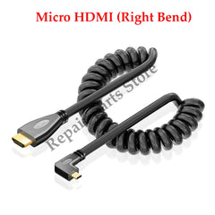 Câble HDMI vers Mini HDMI, câble Micro adaptateur, câble à ressort télescopique coudé HDMI, caméra SLR haute définition 4k, 1 pièce