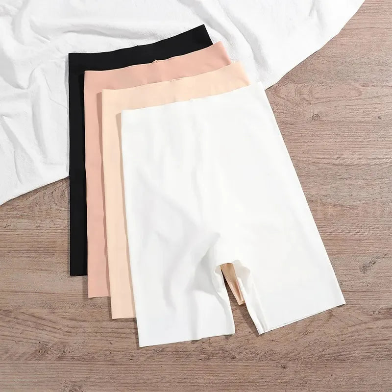 Leggings une pièce sans couture taille haute femme Lifting des hanches et ventre contractant Pantalon de sécurité Slim Cotton Ice Silk Boxer Slips