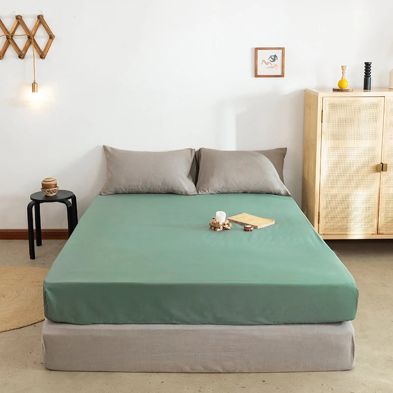 Drap-Juste Brossé avec Bandes artificiel astiques, Couvre-Matelas Réglable Antidérapant, Couvre-Lit, Couvre-Lit, Couvre-Lit Simple, Queen et King Size