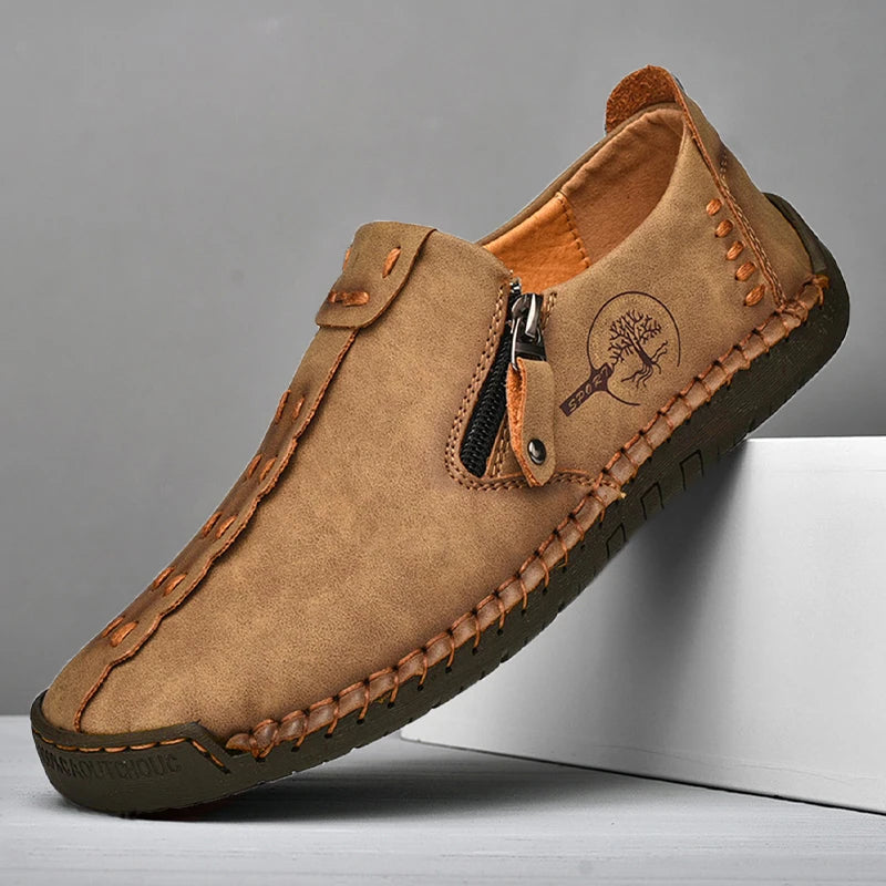 Mocassins en cuir pour hommes, chaussures à enfiler décontractées, respirantes, plates, grande taille, offre spéciale