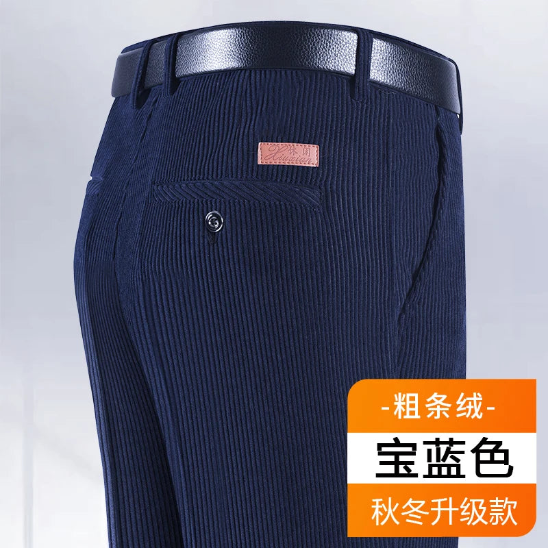 Pantalon en velours côtelé 2024 coton pour hommes, tissu doux et confortable, jogging pour hommes d'âge moyen, papa mari, pantalon de bureau quotidien