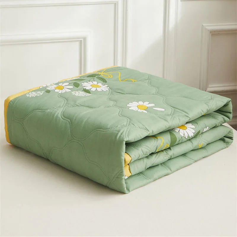 Couette d'été matelassée imprimée marguerite, taie d'oreiller ou couettes simples, douce et respirante, simple, Double, lavable, mince