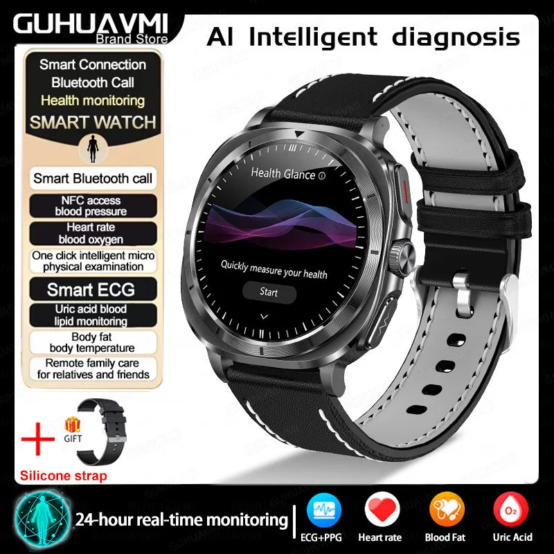 2025 nouveau pour Samsung Galaxy montre 7 acide urique pression artérielle oxygène sanguin analyse du corps montre intelligente ECG + PPG horloge Smartwatch hommes