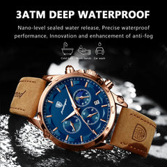 POEDAGAR hommes montre à Quartz de luxe sport étanche chronographe lumineux Date homme montre-bracelet affaires en cuir hommes montres horloge