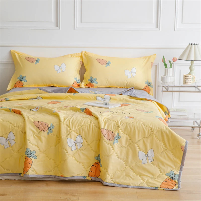 Couette d'été matelassée imprimée marguerite, taie d'oreiller ou couettes simples, douce et respirante, simple, Double, lavable, mince