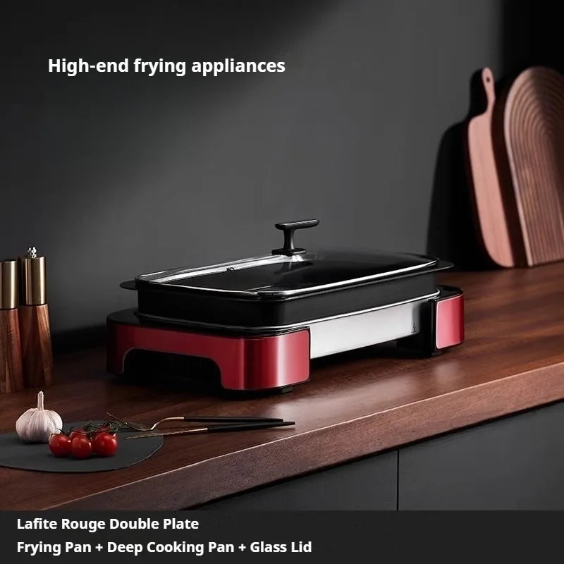 Poêle à gril électrique antiadhésive, plaque de cuisson pour usage domestique, plaque de rôtissage de poisson, appareil de cuisine de luxe léger