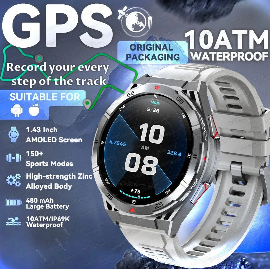 2025 nouveau pour HUAWE Original GPS SmartWatch Ultra 466*466 HD AMOLED affichage sport boussole BT appel IP69 étanche Bracelet intelligent
