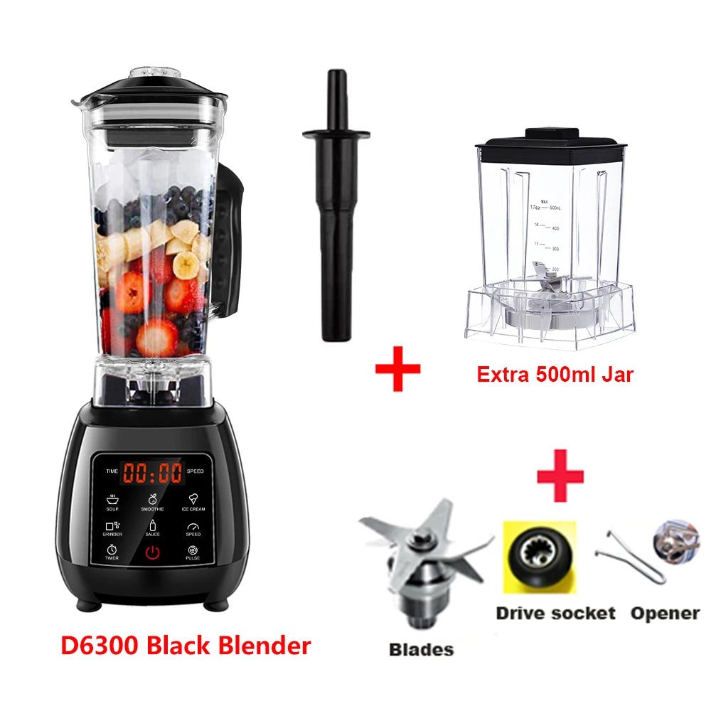 Mixeur digital professionnel 3HP sans BPA 2 LItres avec touche tactile, robot de cuisine blender, mélangeur et presse-agrumes très puissant pour faire de délicieux smoothies glacés aux fruits avec bouton sensitif