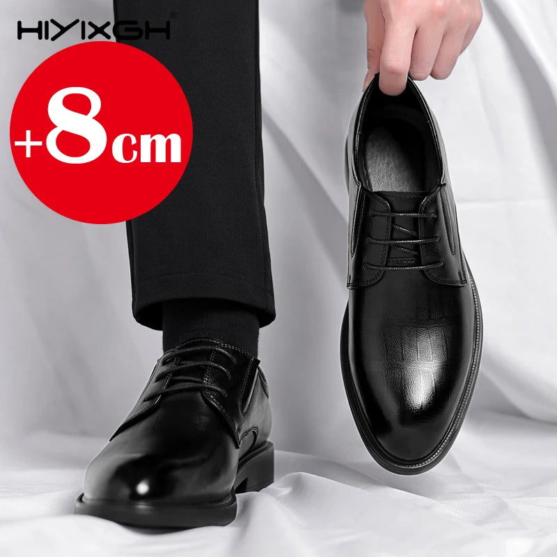 3/6/8 CM chaussures d'ascenseur hommes chaussures habillées noir en cuir souple hommes rehausser chaussures formelles décontracté hommes d'affaires Oxfords costume