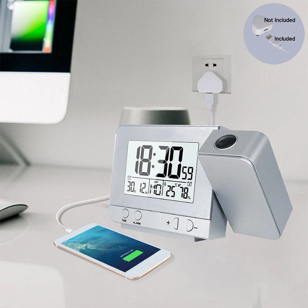 FanJu FJ3531 réveil numérique Date fonction Snooze rétro-éclairage montre projecteur mural bureau Table horloge Led avec Projection de temps