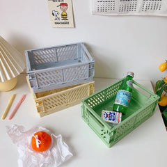 Caisse de rangement pliable en plastique, panier pliable, empilable, mignon, maquillage, bijoux, jouets, boîtes pour boîte de rangement, organisateur Portable