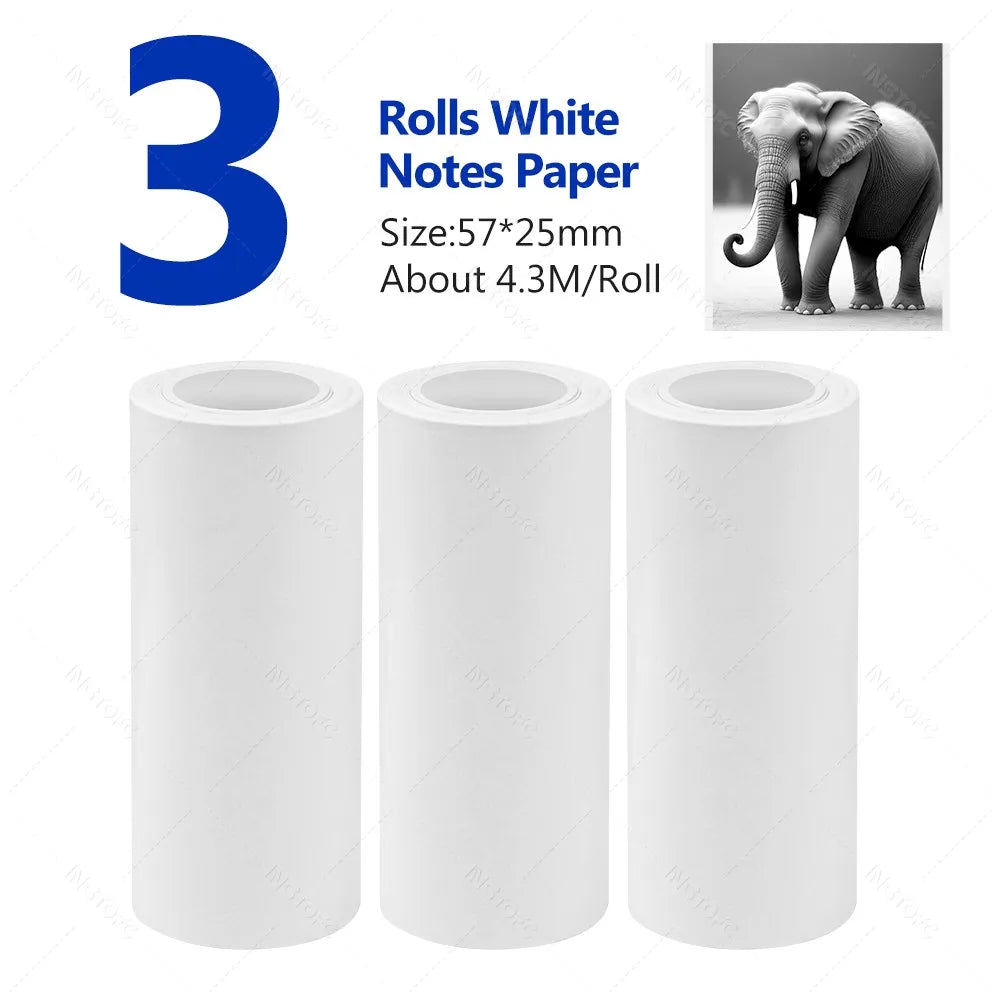 304DPI imprimante thermique de poche Bluetooth Mini imprimante Photo Portable sans fil iOS Android impression et 57mm rouleaux de papier de couleur blanche