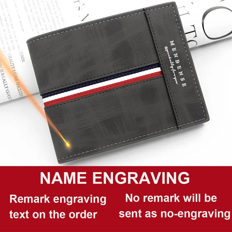 2024 New Short Men Wallets Slim Card Holder Name Print Male Purses Luxury PU Leather Coin Pocket High Quality Small Men's Wallet