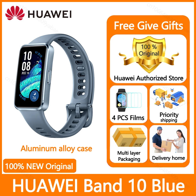 Montre connectée Huawei Band 10, originale, Compatible avec IOS et Android, suivi du sommeil, moniteur de santé, autonomie de 14 jours, nouvelle collection 2025