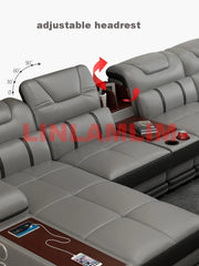 Canapé d'angle en cuir véritable, meuble de salon