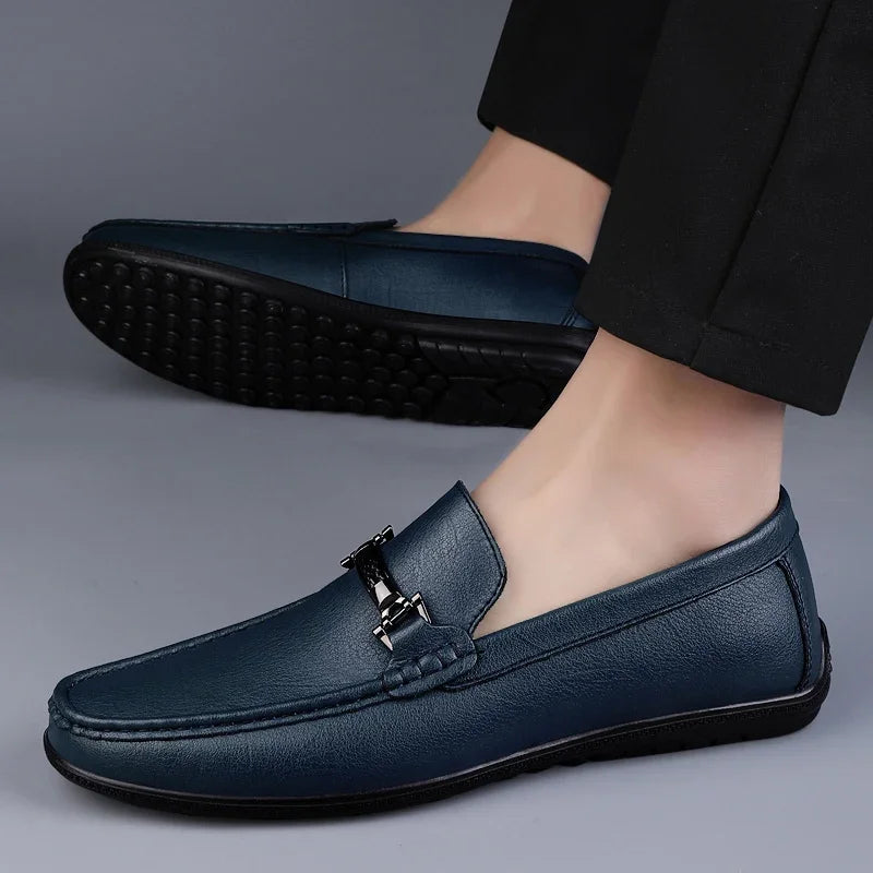Marque de luxe hommes mocassins mode printemps automne chaussures décontractées nouveaux hommes confortables conduite appartements en cuir véritable mocassins chaussures de marche