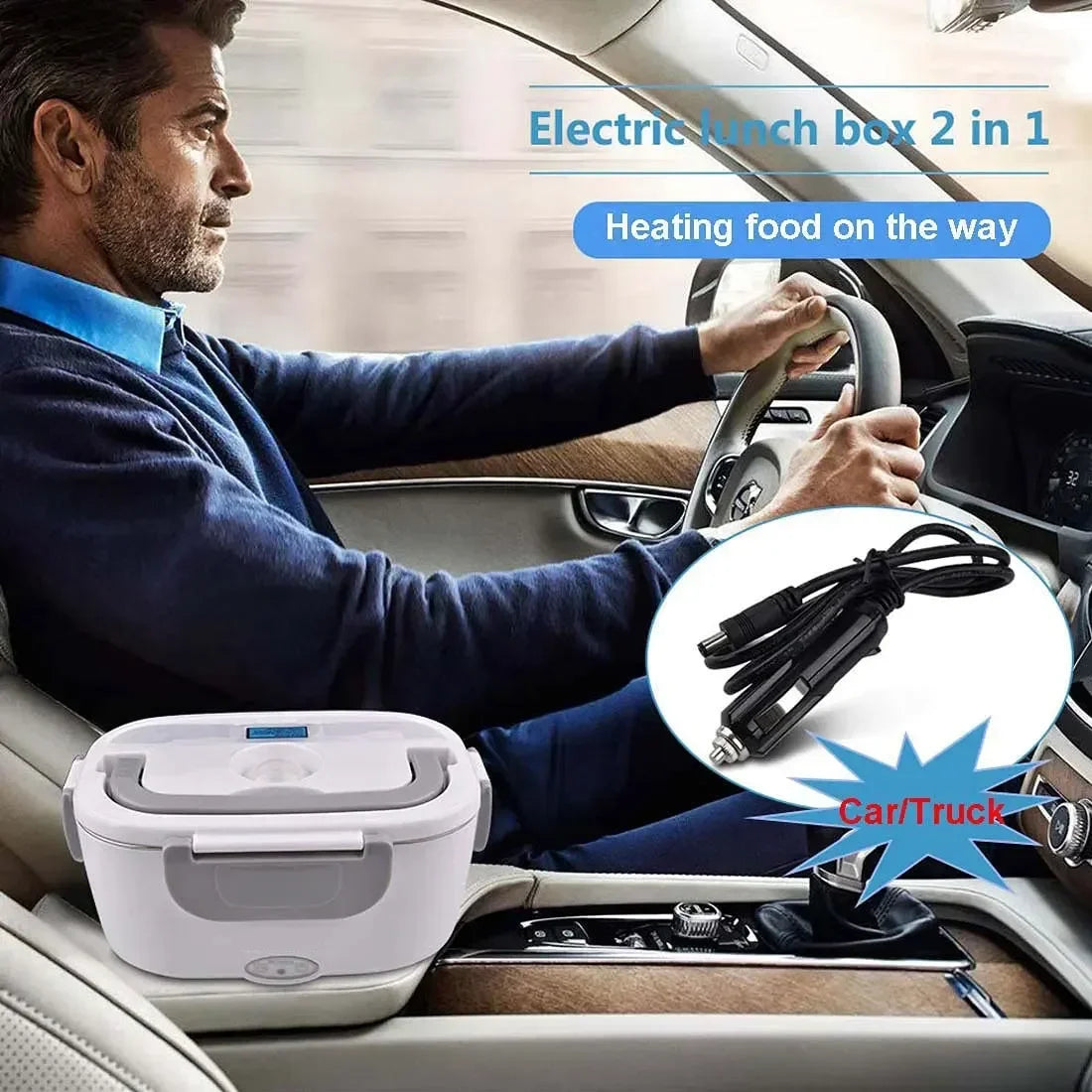 Boîte à déjeuner chauffante électrique 2 en 1, voiture + maison 12V 220/110V, doublure Portable en acier inoxydable, boîte à déjeuner Bento, récipient alimentaire