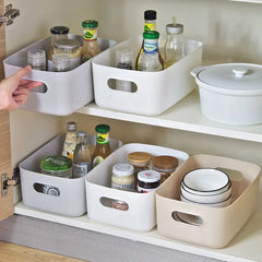 Panier de rangement divers, boîte de rangement de collations de bureau pour étudiants, boîte de rangement de cosmétiques en plastique, boîte de tri de cuisine domestique, boîte de maquillage