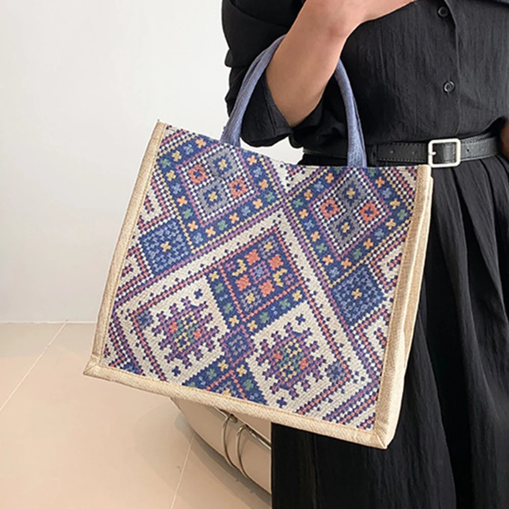 Sac à Main de Grande Capacité de Style Ethnique pour Femme, Fourre-Tout Rétro