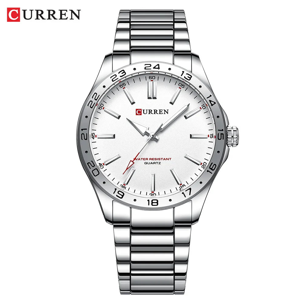 CURREN 8452 hommes montre à Quartz Simple mode loisirs affaires horloge noir argenté bracelet en acier inoxydable montre-bracelet pour homme