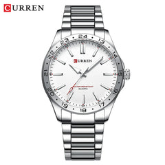 CURREN 8452 hommes montre à Quartz Simple mode loisirs affaires horloge noir argenté bracelet en acier inoxydable montre-bracelet pour homme